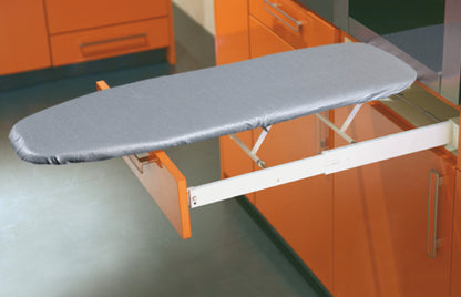 Hafele Germany Ironing board, Ironfix, for installation behind drawer front panel Folding, Cover: Grey stripes, dimensions: 950 x 300mm