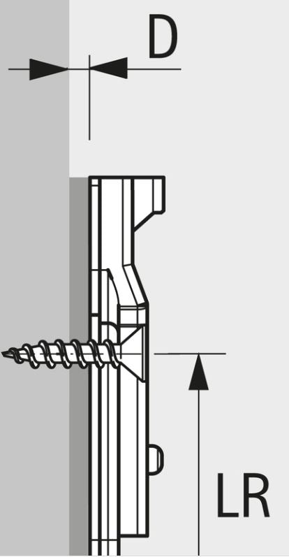 Hettich Germany Veosys 105° stainless steel hinge, overlay, TH - drilling pattern 52 x 5.5 mm, for screwing on with Mounting Plate