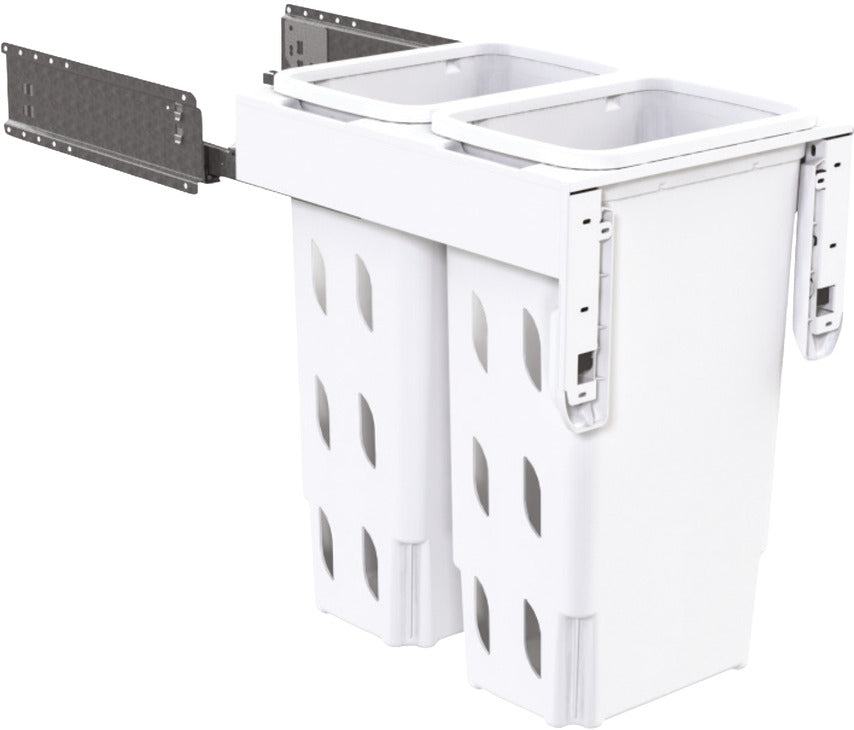 Hideaway NZ made Laundry Bin System,  Concelo range, 2 x 20L bucket, Door pull 2 color options