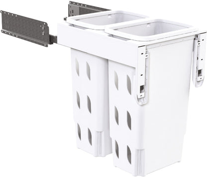 Hideaway NZ made Laundry Bin System,  Concelo range, 2 x 20L bucket, Door pull 2 color options