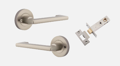 Iver Door Lever Baltimore Return 20789 Round Rose Satin Nickel - Passage, Privacy & Entrance