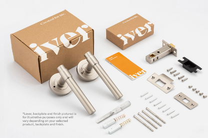 Iver Door Lever Baltimore Return 20789 Round Rose Satin Nickel - Passage, Privacy & Entrance