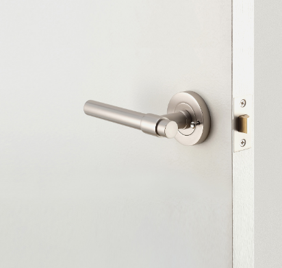 Iver Door Lever Baltimore Return 20789 Round Rose Satin Nickel - Passage, Privacy & Entrance