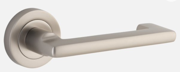 Iver Door Lever Baltimore Return 20789 Round Rose Satin Nickel - Passage, Privacy & Entrance