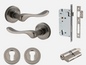 Iver Stirling Door Lever 20797 Round Rose Backplate Distressed Nickel - Passage ,Privacy & Entrance