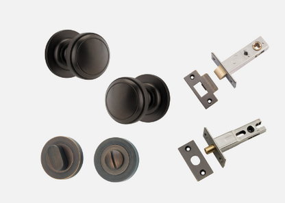Iver Paddington Door Knob 0211 Round Rose  Signature Brass - Passage kit , privacy kit & Entrance Kit (Dual Function 5 pin and Key Thumb 6 Pin)