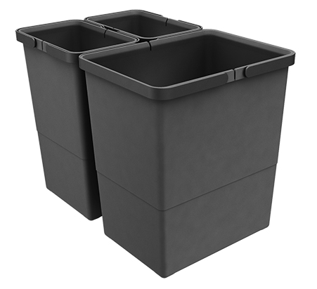 Tanova NZ Kitchen Bin - Drawer Frame & Buckets 400mm Cabinet  Available In 5 Sizes : 1 x 15 Litre ans 2 x 6 Litre ,1 x 18 Litre and 2 x 8 Litre  ,2 x 15 Litre ,2 x 18 Litre ,2 x 24 Litre - White  Charcoal