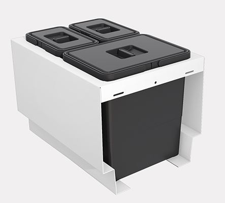Tanova NZ Kitchen Bin - Drawer Frame & Buckets 400mm Cabinet  Available In 5 Sizes : 1 x 15 Litre ans 2 x 6 Litre ,1 x 18 Litre and 2 x 8 Litre  ,2 x 15 Litre ,2 x 18 Litre ,2 x 24 Litre - White  Charcoal