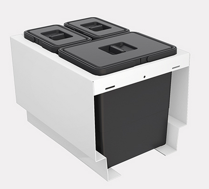 Tanova NZ Kitchen Bin - Drawer Frame & Buckets 400mm Cabinet  Available In 5 Sizes : 1 x 15 Litre ans 2 x 6 Litre ,1 x 18 Litre and 2 x 8 Litre  ,2 x 15 Litre ,2 x 18 Litre ,2 x 24 Litre - White  Charcoal