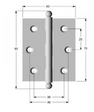 Lohala Hinge Brass 75mm x 63mm x 2.5mm Loose Pin Available in 5 Colours : Brushed Nickel ,Bronze ,Polished and Lacquered ,Polished Unlacquered  & Satin Chrome