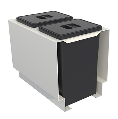 Tanova NZ Kitchen Bin - Drawer Frame & Buckets 400mm Cabinet  Available In 5 Sizes : 1 x 15 Litre ans 2 x 6 Litre ,1 x 18 Litre and 2 x 8 Litre  ,2 x 15 Litre ,2 x 18 Litre ,2 x 24 Litre - White  Charcoal