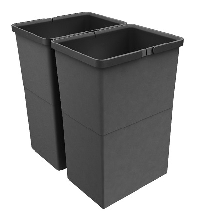 Tanova NZ Kitchen Bin - Drawer Frame & Buckets 400mm Cabinet  Available In 5 Sizes : 1 x 15 Litre ans 2 x 6 Litre ,1 x 18 Litre and 2 x 8 Litre  ,2 x 15 Litre ,2 x 18 Litre ,2 x 24 Litre - White  Charcoal