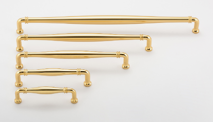 Iver Sarlat Cabinet Pull Centre to Centre 256mm ,320mm & 450mm Polished Brass - With Backplate & No Backplate