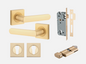 Iver Osaka Door Lever 21186 Square Rose Backplate Brushed Brass - Passage ,Privacy & Entrance