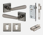 Iver Copenhagen Door Lever 21197 Square Rose Backplate Distressed Nickel - Passage ,Privacy & Entrance