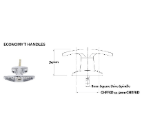 Carbine Australia T Handle - Front Fix & Rear Fix - Basic Handle - LF 60000 keyway Chrome Plate