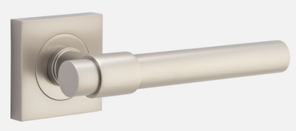 Iver Helsinki Door Lever 21209 Square Rose Backplate  Satin Nickel - Passage ,Privacy & Entrance