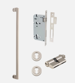 Iver Baltimore Pull Handle 21309 Centre to Centre 600mm & 900mm Satin Nickel - Pull Handle Single And Entrance Kit