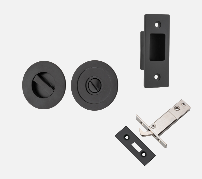 Iver Round Sliding Door Pull 21433 Privacy Kit with Inbuilt Privacy Turn Matt Black