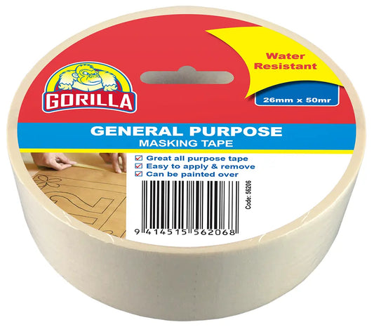 SOUDAL GORILLA MASKING GENERAL PURPOSE TAPE MULTIPLE SIZES WHITE  PRICED PER ROLL MINIMUM ORDER QUANTITY 12 ROLLS