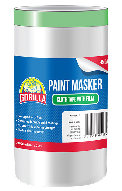 SOUDAL GORILLA PAINT MASKER CLOTH FILM 45 DAY 610MM,1200MM,1800MM AND 2400MM - PRICED PER UNIT - MINIMUM ORDER QUAINTY 12 UNITS