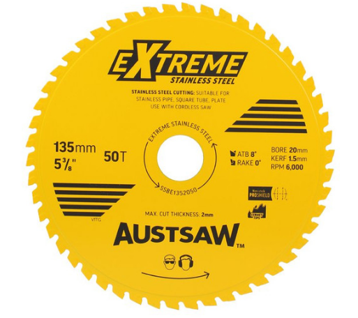 Trucut Heavy Duty Austsaw Extreme Stainless Steel Blade 135mm x 50T,52T ,56T ,64T ,96T & 110T(Teeth)