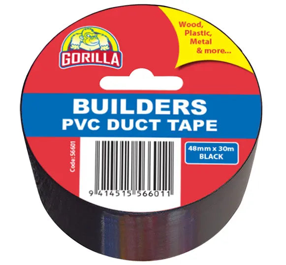 SOUDAL GORILLA BUILDERS PVC DUCT TAPE 72MM,48MM WHITE AND BLACK HANGSELL  PRICED PER ROLL MINIMUM ORDER QUANTITY 12 ROLLS