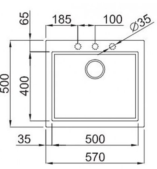 BURNS & FERALL ELLECI QUADRA GRANITEK 540x440MM ELGQ105-40 UNDERMOUNT & TOP MOUNT FULL BLACK & WHITE