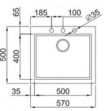 BURNS & FERALL ELLECI QUADRA GRANITEK 540x440MM ELGQ105-40 UNDERMOUNT & TOP MOUNT FULL BLACK & WHITE