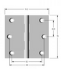 Lohala Hinge Brass 75mm x 75mm x 2.5mm Fixed Pin - Available in 4 Colours : Brushed Nickel ,Bronze ,Polished Lacquered & Satin Chrome