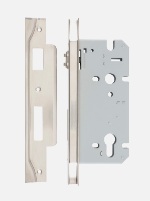 Iver Mortice Lock Roller Euro Rebated 6104 Centre to Centre 85mm Backset 45mm & 60mm - Satin Nickel