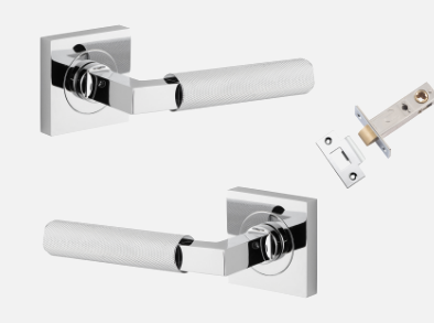 Iver Brunswick Door Lever 0424 Square Rose Polished Chrome - Passage ,Privacy & Entrance