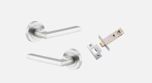 Iver Baltimore Door Lever 9215 Round Rose Brushed Chrome - Passage ,Privacy & Entrance