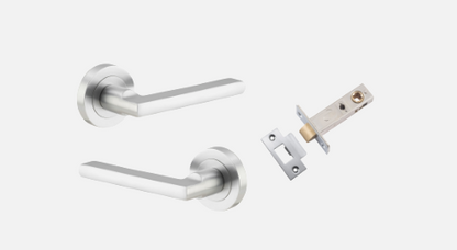 Iver Baltimore Door Lever 9215 Round Rose Brushed Chrome - Passage ,Privacy & Entrance