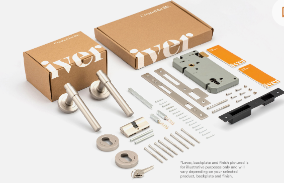 Iver Baltimore Door Lever 9215 Round Rose Brushed Chrome - Passage ,Privacy & Entrance