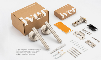 Iver Baltimore Door Lever 9215 Round Rose Brushed Chrome - Passage ,Privacy & Entrance