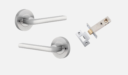 Iver Baltimore Door Lever 9215 Round Rose Brushed Chrome - Passage ,Privacy & Entrance