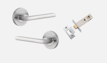 Iver Baltimore Door Lever 9215 Round Rose Brushed Chrome - Passage ,Privacy & Entrance