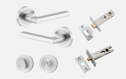 Iver Baltimore Door Lever 9215 Round Rose Brushed Chrome - Passage ,Privacy & Entrance