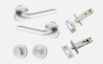 Iver Baltimore Door Lever 9215 Round Rose Brushed Chrome - Passage ,Privacy & Entrance