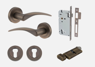 Iver Door Lever Oxford 9221 Round Rose Signature Brass - Passage, Privacy & Entrance