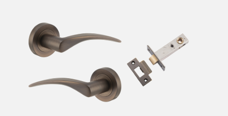 Iver Door Lever Oxford 9221 Round Rose Signature Brass - Passage, Privacy & Entrance