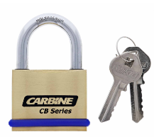 Carbine Australia 50mm Brass Padlock With Hardened 30mm x 7.9mm Shackle - Nylon Bumper Protector ( 28/30/50 )