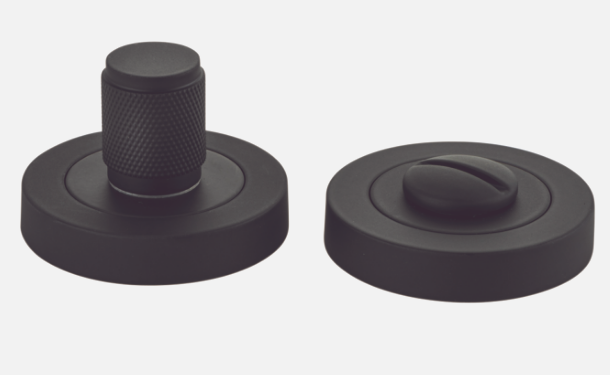 Iver Brunswick Privacy Turn Concealed Fix Round Knurled Matt Black & Satin Nickel