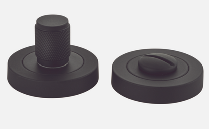 Iver Brunswick Privacy Turn Concealed Fix Round Knurled Matt Black & Satin Nickel