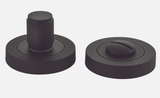 Iver Brunswick Privacy Turn Concealed Fix Round Knurled Matt Black & Satin Nickel