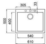 BURNS & FERALL ELLECI QUADRA GRANITEK 580 x 440MM ELGQ110-40 UNDERMOUNT & TOP MOUNT FULL BLACK & WHITE
