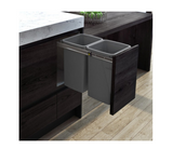 Hideaway Waste Bin , Compact Range, 2 x 20 Litres Bucket , Width 300 x Height 415 x Depth 510mm , Door pull - Cinder & Arctic White ( Available in 8 sizes : 1 x 15ltr,1x 20ltr ,1 x 40ltr ,1 x 50ltr ,2 x 15ltr ,2 x 20ltr ,2 x 35ltr ,2 x 40ltr )