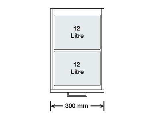 Tanova Simplex Base Mounted  Pull Out Kitchen Bin 300mm Cab - 2x12L Bins - Base Mounted 350Hx510D