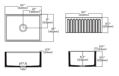 MERCER Ravenna Butler Single & Double Sink 610 (RB150) DOUBLE 840 (RB290)